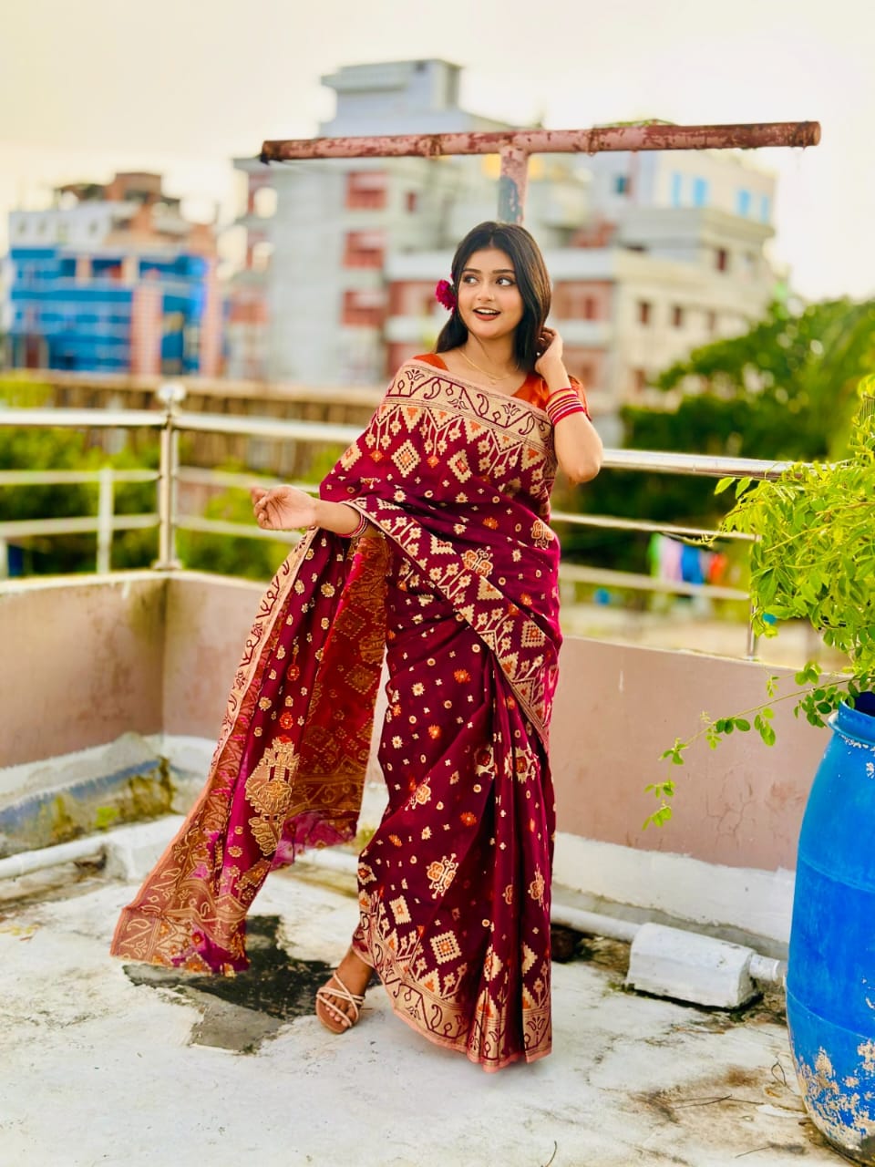 Tencil Jori Jamdani Saree